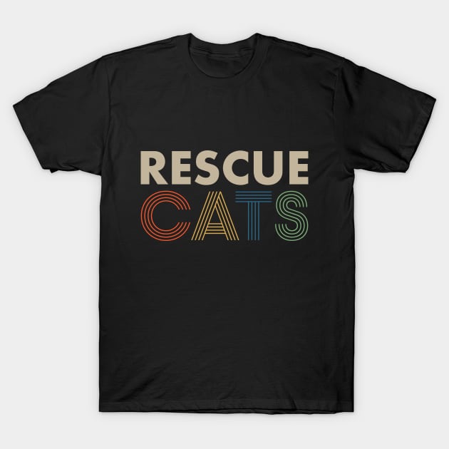 Retro Font Rescue Cats T-Shirt by Adopt Me Meow